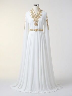 Bridal White Cape Style Gown